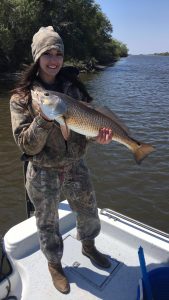 Her First Saltwater Red Fish.